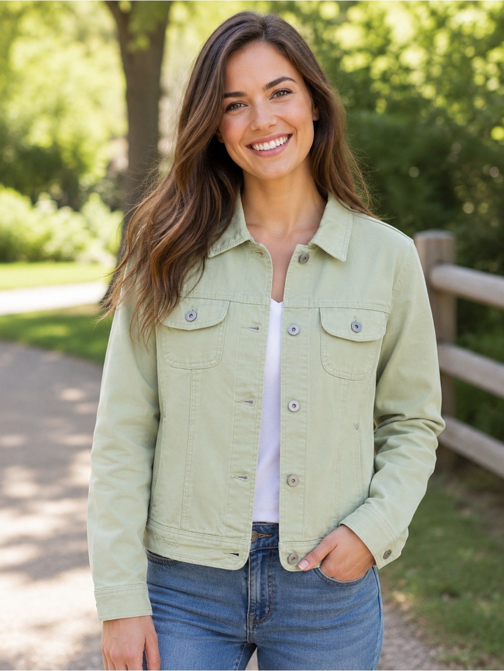 Dri Duck Women’s Briar Cotton Canvas Denim Jacket Pastel Mint Green Small